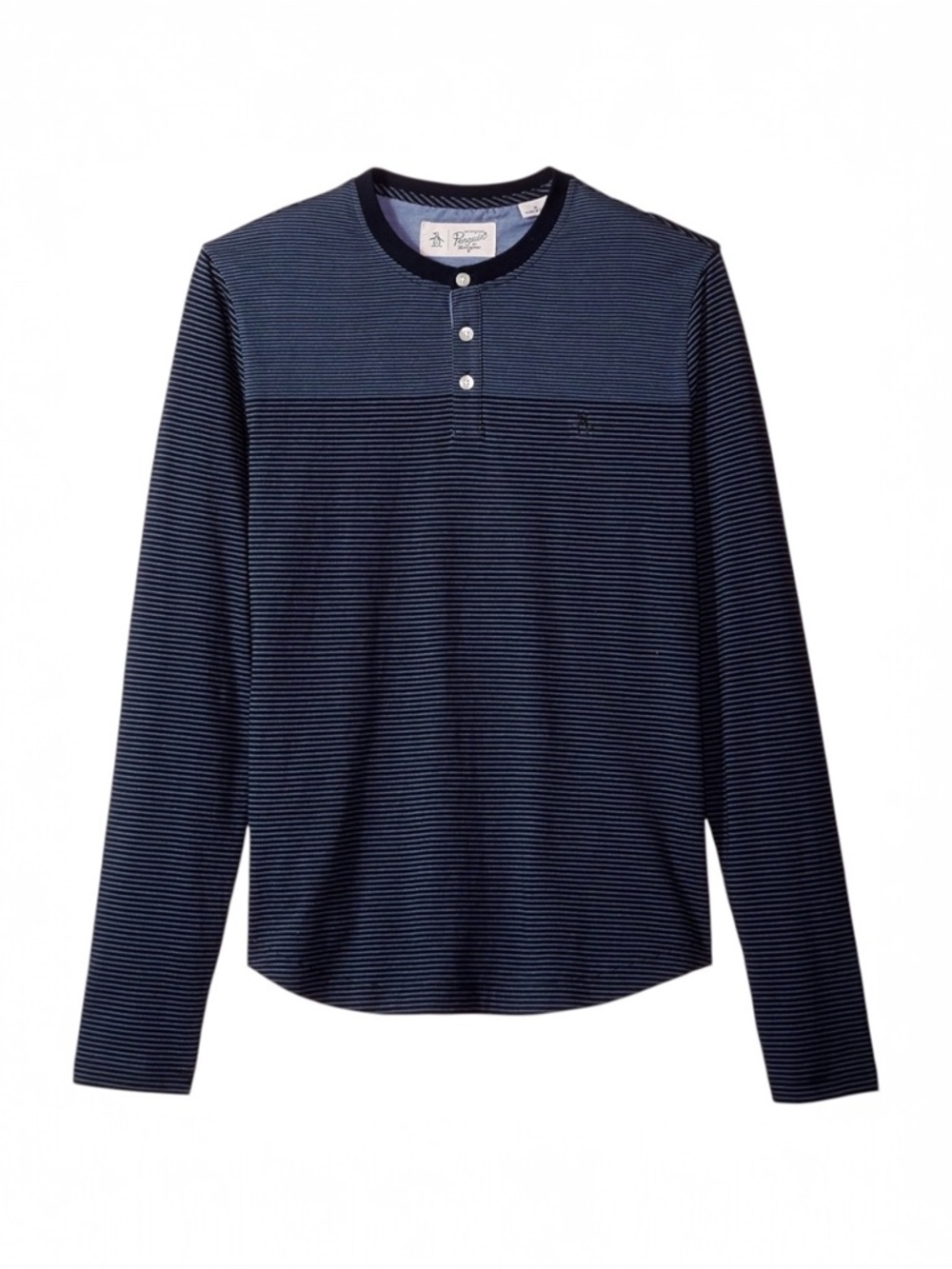 Original Penguin Men's Engineered Feeder Stripe Henley Long Sleeve T-Shirt Large
